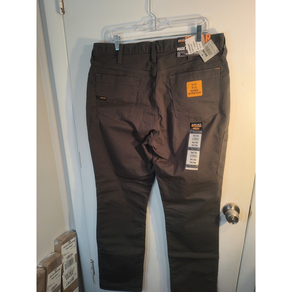 Ariat Rebar Grey M4  Relaxed Fit Straight Leg Work Pants Mens 36x36 New With Tag